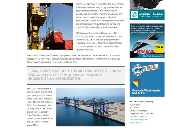 Abu Dhabi Ports Directory Webpage